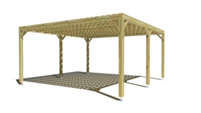 Pergola bois - 5m x 5m - indépendante - sens profondeur - platelage bois - livraison comprise