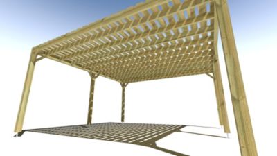 Pergola bois - 5m x 5m - indépendante - sens profondeur - platelage bois - livraison comprise