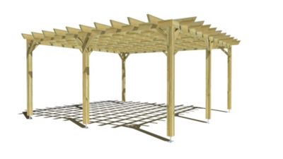 Pergola bois - 5m x 5m - indépendante - style retro - livraison comprise