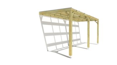 Pergola bois - 6m x 2m - adossée - sens largeur - couverture étanche transparente incluse - livraison comprise