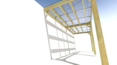 Pergola bois - 6m x 2m - adossée - sens largeur - couverture étanche transparente incluse - livraison comprise