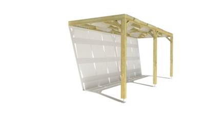 Pergola bois - 6m x 2m - adossée - sens largeur - voilage semi-transparent inclus - livraison comprise