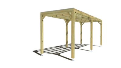 Pergola bois - 6m x 2m - indépendante - sens largeur - couverture étanche transparente incluse - livraison comprise