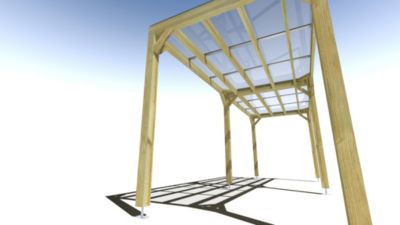 Pergola bois - 6m x 2m - indépendante - sens largeur - couverture étanche transparente incluse - livraison comprise