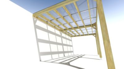 Pergola bois - 6m x 3m - adossée - sens largeur - couverture étanche transparente incluse - livraison comprise