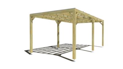 Pergola bois - 6m x 3m - indépendante - sens largeur - couverture étanche transparente incluse - livraison comprise