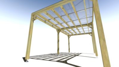 Pergola bois - 6m x 3m - indépendante - sens largeur - couverture étanche transparente incluse - livraison comprise