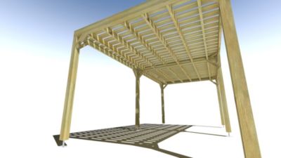 Pergola bois - 6m x 3m - indépendante - sens largeur - platelage bois - livraison comprise