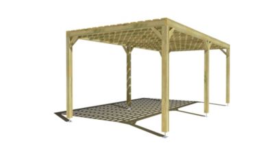 Pergola bois - 6m x 3m - indépendante - sens profondeur - platelage bois - livraison comprise