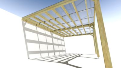 Pergola bois - 6m x 4m - adossée - sens largeur - couverture étanche transparente incluse - livraison comprise