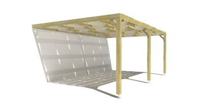 Pergola bois - 6m x 4m - adossée - sens largeur - voilage semi-transparent inclus - livraison comprise