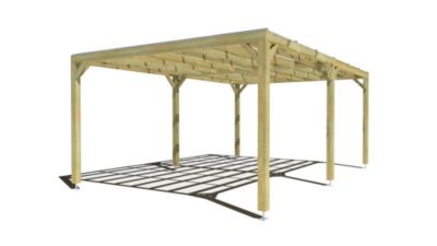 Pergola bois - 6m x 4m - indépendante - sens largeur - couverture étanche transparente incluse - livraison comprise