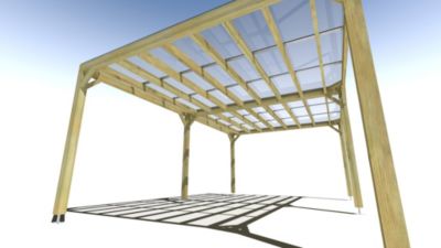 Pergola bois - 6m x 4m - indépendante - sens largeur - couverture étanche transparente incluse - livraison comprise