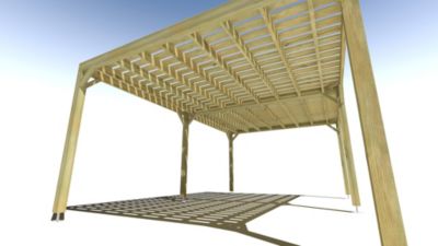 Pergola bois - 6m x 4m - indépendante - sens largeur - platelage bois - livraison comprise