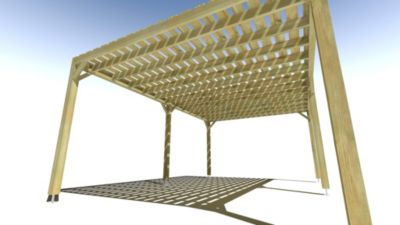 Pergola bois - 6m x 4m - indépendante - sens profondeur - platelage bois - livraison comprise