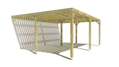 Pergola bois - 6m x 5m - adossée - sens largeur - platelage bois - livraison comprise