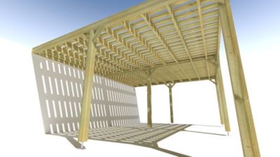 Pergola bois - 6m x 5m - adossée - sens largeur - platelage bois - livraison comprise