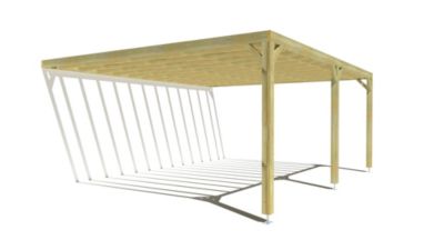 Pergola bois - 6m x 5m - adossée - sens profondeur - livraison comprise