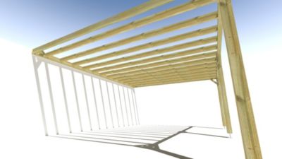 Pergola bois - 6m x 5m - adossée - sens profondeur - livraison comprise