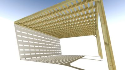 Pergola bois - 6m x 5m - adossée - sens profondeur - platelage bois - livraison comprise