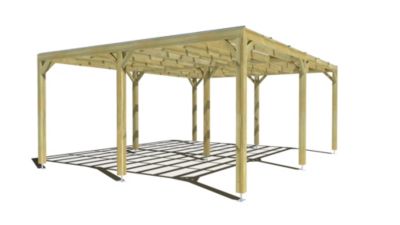 Pergola bois - 6m x 5m - indépendante - sens largeur - couverture étanche transparente incluse - livraison comprise