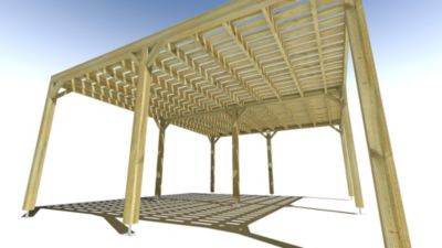 Pergola bois - 6m x 5m - indépendante - sens largeur - platelage bois - livraison comprise