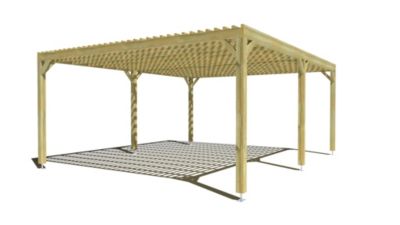 Pergola bois - 6m x 5m - indépendante - sens profondeur - lattage bois - livraison comprise