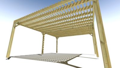Pergola bois - 6m x 5m - indépendante - sens profondeur - lattage bois - livraison comprise