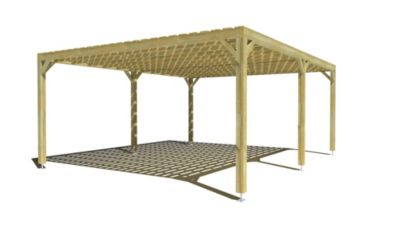 Pergola bois - 6m x 5m - indépendante - sens profondeur - platelage bois - livraison comprise