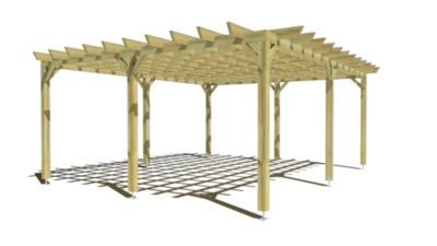 Pergola bois - 6m x 5m - indépendante - style retro - livraison comprise