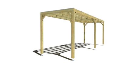 Pergola bois - 7m x 2m - indépendante - sens largeur - couverture étanche transparente incluse - livraison comprise