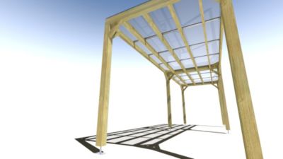 Pergola bois - 7m x 2m - indépendante - sens largeur - couverture étanche transparente incluse - livraison comprise