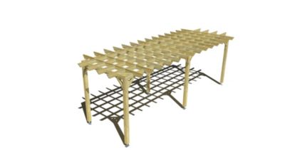 Pergola bois - 7m x 2m - indépendante - style retro - livraison comprise