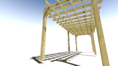 Pergola bois - 7m x 2m - indépendante - style retro - livraison comprise