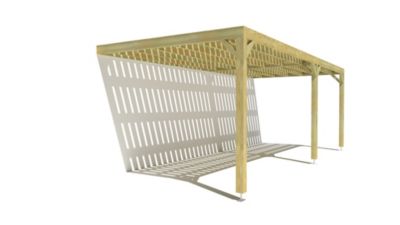 Pergola bois - 7m x 3m - adossée - sens largeur - platelage bois - livraison comprise