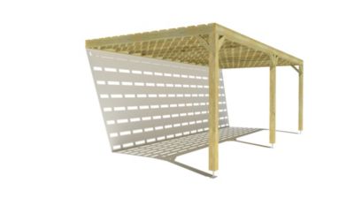 Pergola bois - 7m x 3m - adossée - sens profondeur - platelage bois - livraison comprise