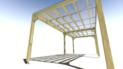 Pergola bois - 7m x 3m - indépendante - sens largeur - couverture étanche transparente incluse - livraison comprise