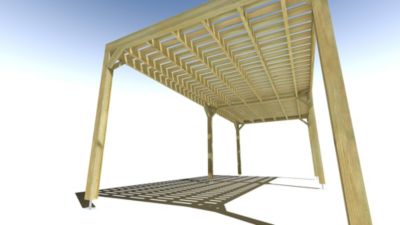 Pergola bois - 7m x 3m - indépendante - sens largeur - platelage bois - livraison comprise