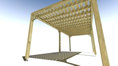 Pergola bois - 7m x 3m - indépendante - sens profondeur - platelage bois - livraison comprise