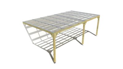 Pergola bois - 7m x 4m - adossée - sens largeur - couverture étanche transparente incluse - livraison comprise