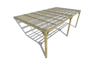 Pergola bois - 7m x 4m - adossée - sens largeur - couverture étanche transparente incluse - livraison comprise
