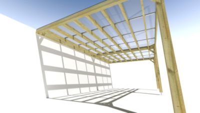 Pergola bois - 7m x 4m - adossée - sens largeur - couverture étanche transparente incluse - livraison comprise