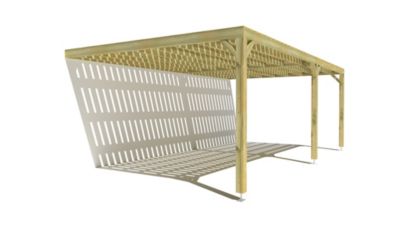 Pergola bois - 7m x 4m - adossée - sens largeur - platelage bois - livraison comprise