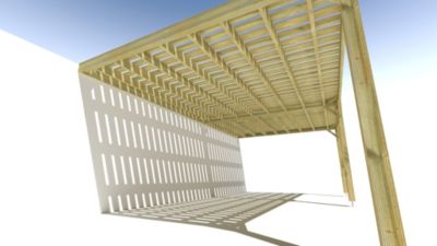 Pergola bois - 7m x 4m - adossée - sens largeur - platelage bois - livraison comprise