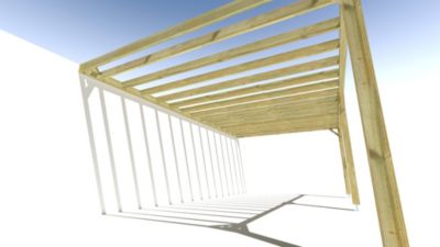 Pergola bois - 7m x 4m - adossée - sens profondeur - livraison comprise