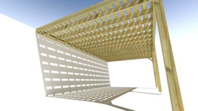 Pergola bois - 7m x 4m - adossée - sens profondeur - platelage bois - livraison comprise