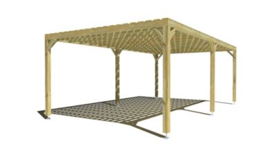 Pergola bois - 7m x 4m - indépendante - sens profondeur - platelage bois - livraison comprise