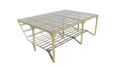 Pergola bois - 7m x 5m - adossée - sens largeur - couverture étanche transparente incluse - livraison comprise