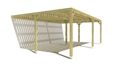 Pergola bois - 7m x 5m - adossée - sens largeur - platelage bois - livraison comprise