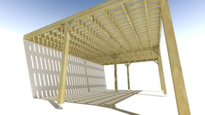 Pergola bois - 7m x 5m - adossée - sens largeur - platelage bois - livraison comprise